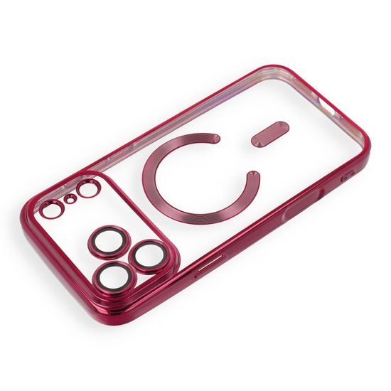 iPhone 17 Pro / 18 Pro dėklas – Electro Mag Cover su MagSafe – vyno raudona