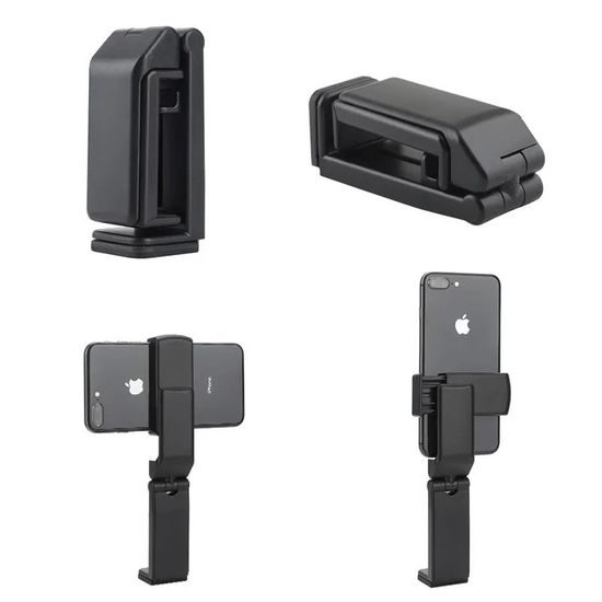 360° Καθολική περιστρεφόμενη αναδιπλούμενη βάση τηλεφώνου για ταξίδια με τοποθέτηση σε τραπεζάκι, κάθισμα και επιφάνεια, μαύρη