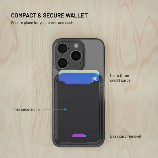 FIXED MagWallet pénztárca MagSafe-fel, Find My lokátorral és vezeték nélküli töltéssel, fekete