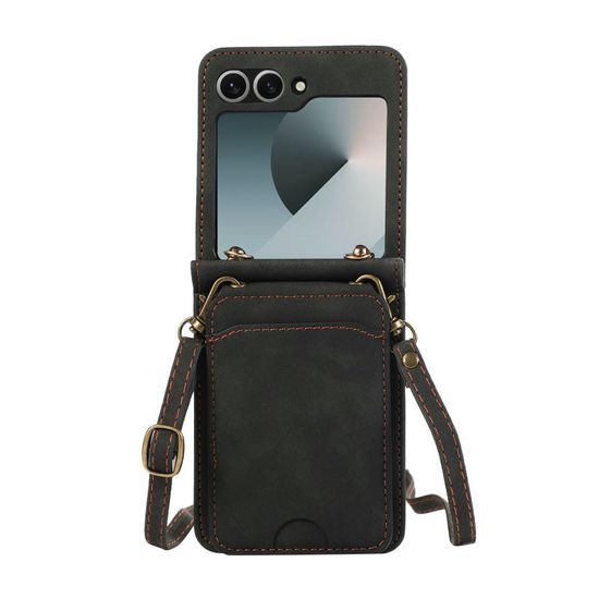 Crossbody θήκη, Samsung Galaxy Z Flip 6, μαύρη
