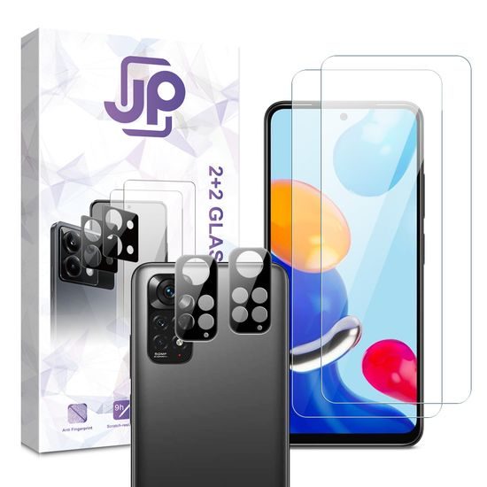 Xiaomi Redmi Note 11 apsauginis rinkinys – JP 2 vnt. grūdinto stiklo ir 2 vnt. kameros apsaugos