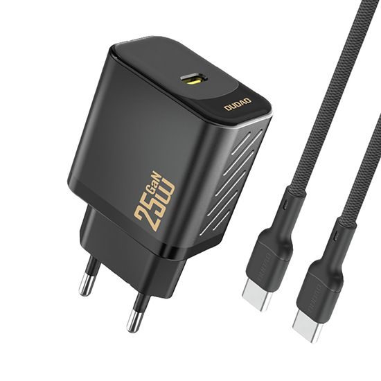 Dudao A27CEU polnilnik USB-C + kabel USB-C - USB-C, PD 25W GaN, črn