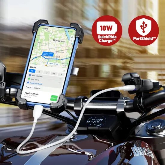 Încărcător moto USB-A, 18 W, IP65, negru