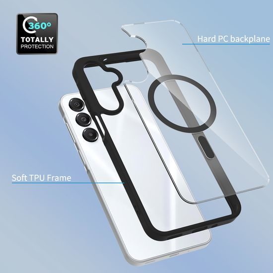 JP MagFit Clear MagSafe obal s N52 magnetom, Samsung Galaxy A16 5G, čierny