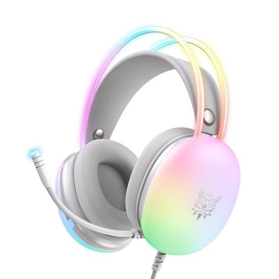 Onikuma X25 Cuffie Gaming con microfono, RGB, bianco