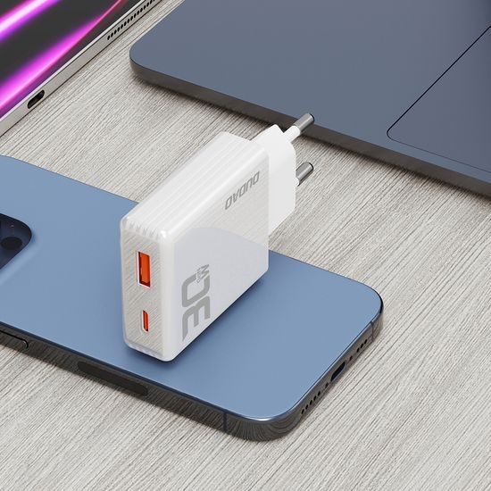 Dudao A30EU φορτιστής USB-A + USB-C, GaN, 30W, λευκός