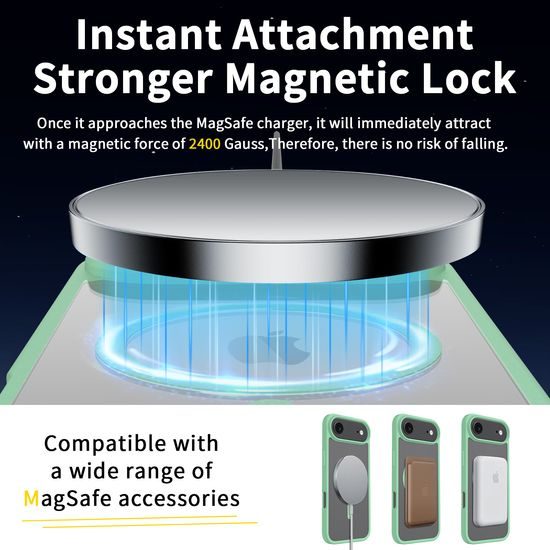 JP MagFit Clear MagSafe θήκη με μαγνήτη N52, iPhone Air, πράσινη