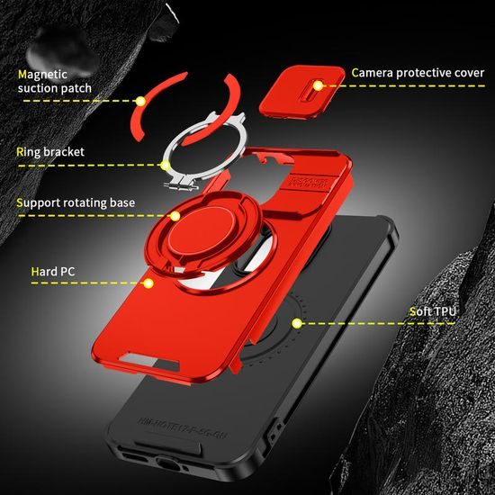 Camslide Stand obal, Xiaomi Redmi Note 17 Pro 5G / Note 17 Pro Max 5G, červený