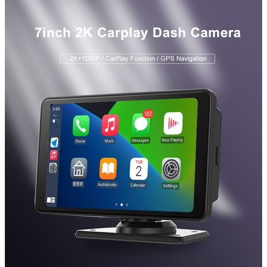 7" CarPlay zaslon za auto s bežičnim CarPlay i Android Auto, 2K autokamerom i stražnjom kamerom
