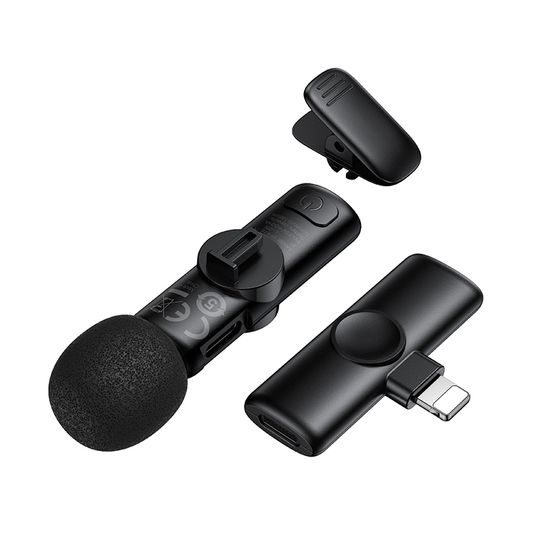 Borofone BFK16 Kabelloses Mikrofon für iPhone & iPad - Lightning Anschluss - Schwarz