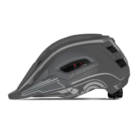 Casco da ciclismo per bambini Wozinsky con luce posteriore USB S, grigio