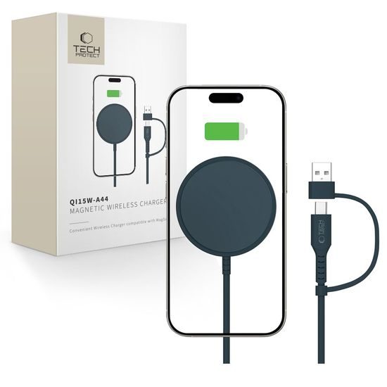 Tech-Protect QI15W-A44 Magnetische MagSafe Wireless Ladegerät, Dunkelblau
