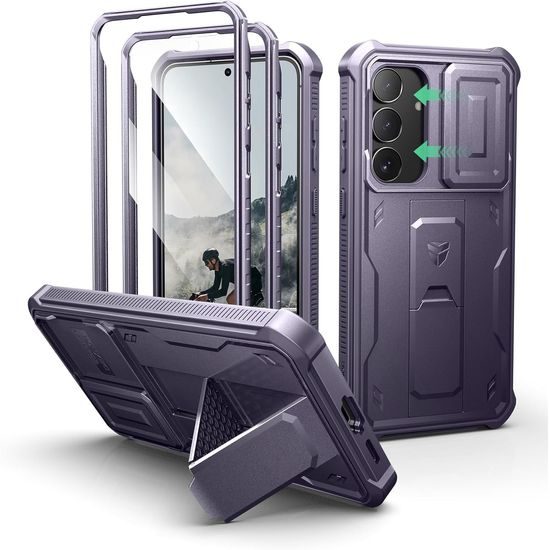 Dexnor 360 Kickstand Camprotector obal Samsung Galaxy S25 FE, fialový