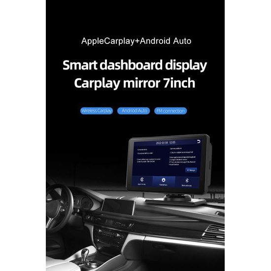 7" CarPlay zaslon za auto s bežičnim CarPlay i Android Auto, 2K autokamerom i stražnjom kamerom