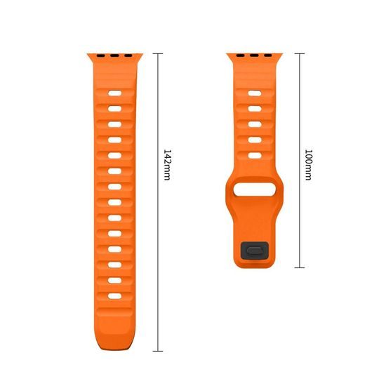 Tech-Protect Silicone Line rem til Apple Watch 8 / 9 / 10 / 11 / 12 / SE / Ultra (44 / 45 / 46 / 49 mm) - Orange