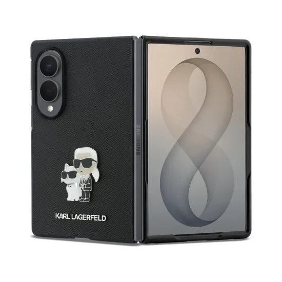 Samsung Galaxy Z Fold 8 ümbris – Karl Lagerfeld Saffiano Karl&Choupette Metal Pin – must
