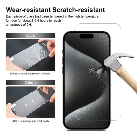 JP Mega Pack Kaljena stekla, 3 stekla za telefon z aplikatorjem + 2 stekli z lečami, iPhone 15 Pro