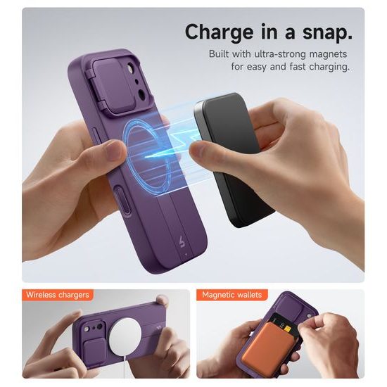 Suritch MagSafe Kickstand Camprotector θήκη iPhone 17 Pro Max, μωβ