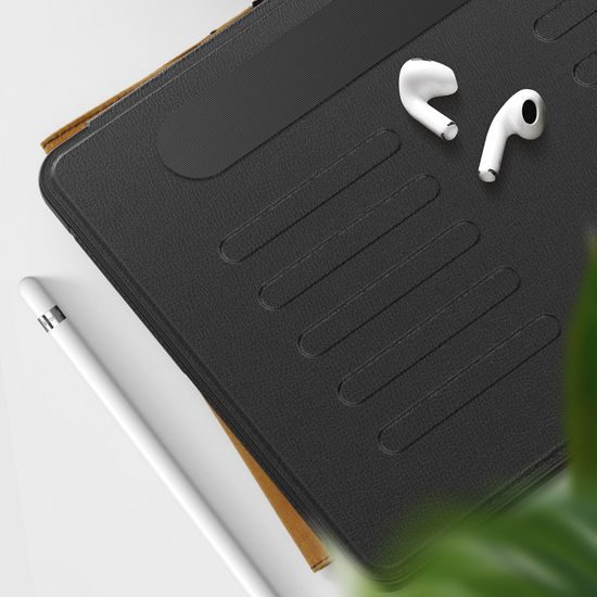 JP mágneses bőr táblagép tok, iPad 10.2 2019 / 2020 / 2021 (iPad 7 / 8 / 9), iPad 10.5 (2018), iPad Air 3 10.5 (2019), fekete színű.