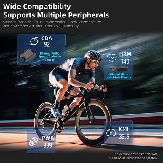 West Biking Wasserdichter Multifunktions-Fahrradcomputer mit GPS - BKV 100 Fahrradtacho mit ANT+ und Bluetooth