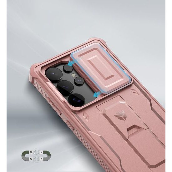 Dexnor 360 Kickstand Camprotector Θήκη Samsung Galaxy S25 Ultra, Ροζ