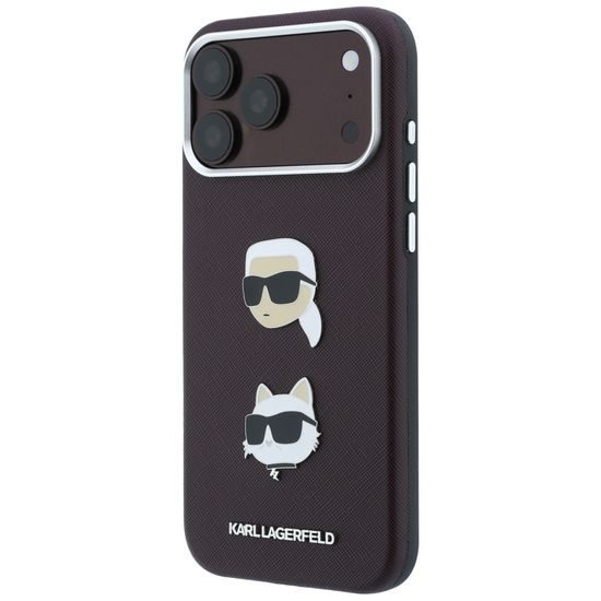 iPhone 17 Pro Max / 18 Pro Max ümbris – Karl Lagerfeld Saffiano K&C Heads Pins and Logo – burgundia