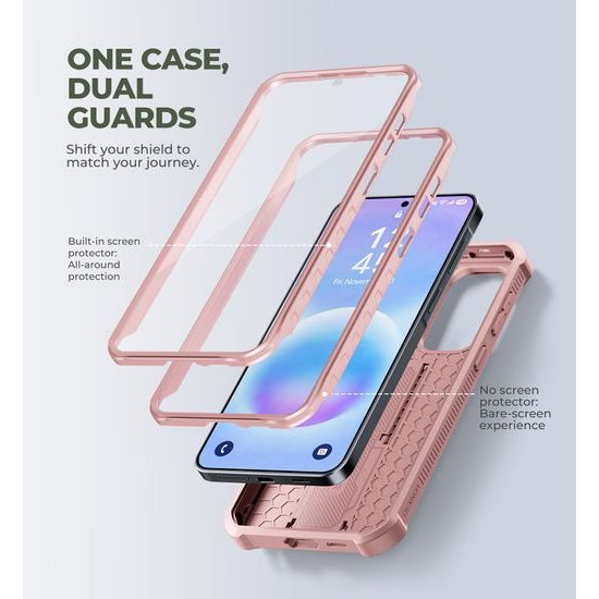 Dexnor 360 Kickstand Camprotector tok Samsung Galaxy A57, rózsaszín