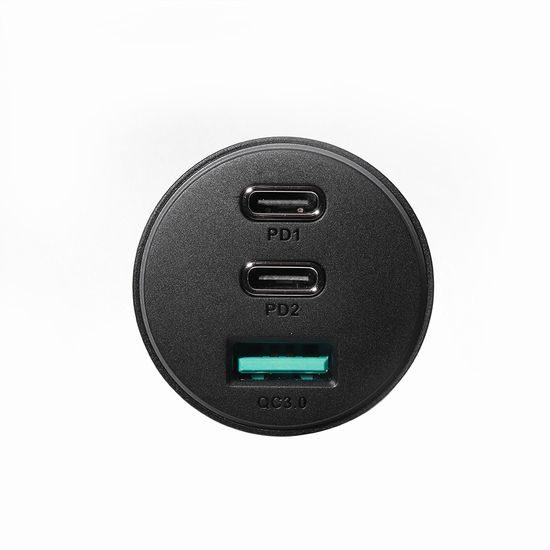 Joyroom Încărcător auto 70 W cu 3 porturi, 2x USB-C, USB, negru (JR-CL26)