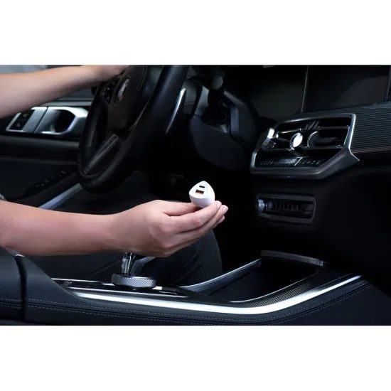 Forcell Carbon Προσαρμογέας Αυτοκινήτου, USB-C 3.0 PD20W + USB QC3.0, 18W, 5A, CC50-1A1C, Μαύρο