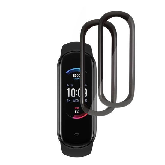 Techsuit Nano Flex Displayschutzfolie für Amazfit Band 5 - 2 Stück - Flexibler PMMA Schutz - Schwarz
