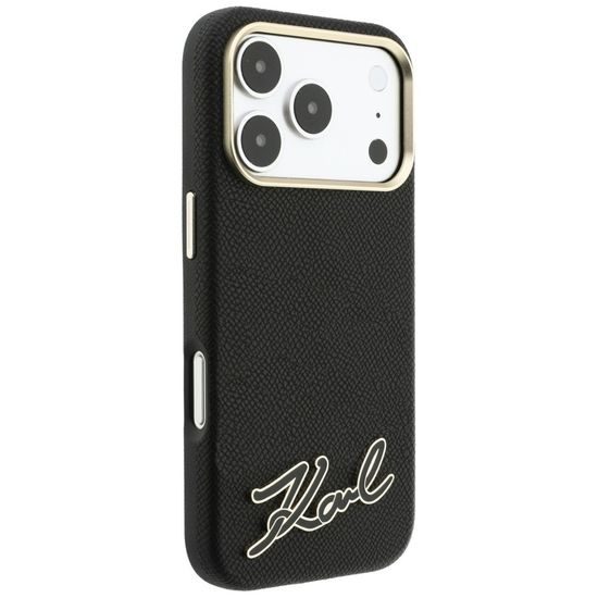Karl Lagerfeld Grained Leather Resin Sign Logo MagSafe ümbris iPhone 17 Pro Max / 18 Pro Max – must