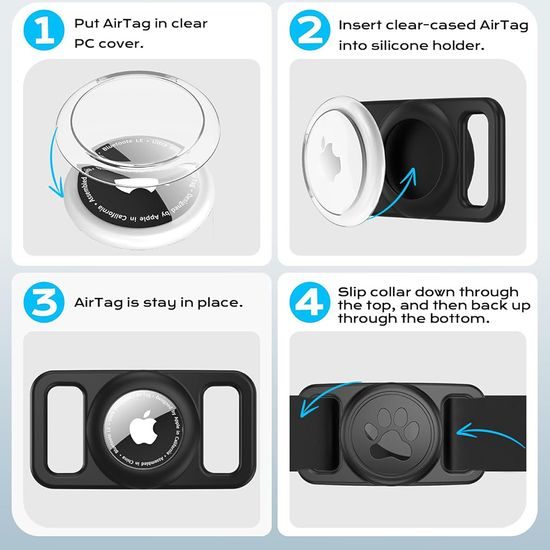 Techsuit BuddyGuard (DG1) Halsband Houder voor Apple AirTag - Zwart