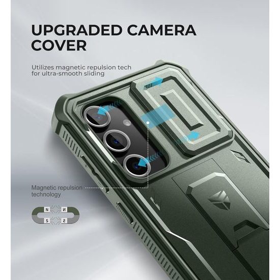 Dexnor 360 Kickstand Camprotector obal Samsung Galaxy S24 FE, zelený