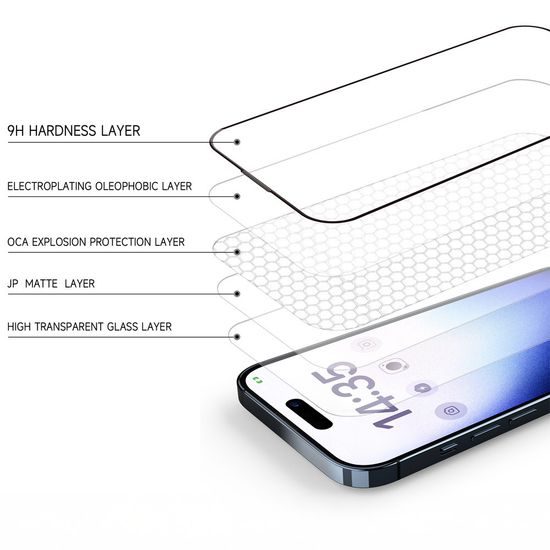 Tel Protect 6D Matno zaščitno kaljeno steklo, iPhone 18 Pro Max, črno