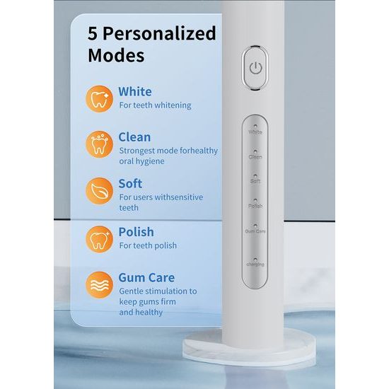 Set spazzolino elettrico sonico e idropulsore dentale wireless 2in1, bianco