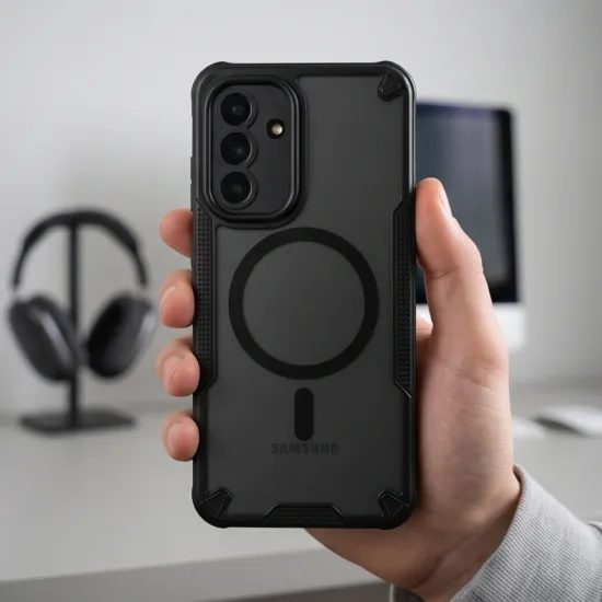 Tech-Protect Rugged Shield MagSafe Schutzhülle für Samsung Galaxy A17 / A18 / A26 - Hybrid Case mit Stoßschutz - Matt Schwarz