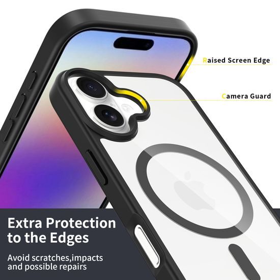 JP MagFit Clear MagSafe θήκη με μαγνήτη N52, iPhone 17, μαύρη