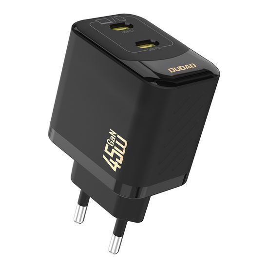 Dudao A28PEU Ladegerät 2x USB-C mit Power Delivery 45W GaN-Technologie - Schwarz