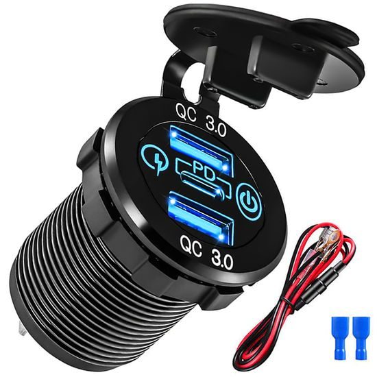Alogy motociklski polnilnik, 2x USB-A QC 3.0 + USB-C PD 60W