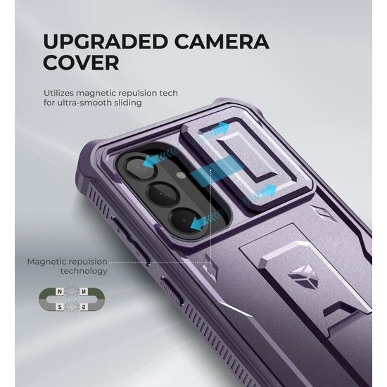 Dexnor 360 Kickstand Camprotector Schutzhülle für Samsung Galaxy A56 - Stoßfeste Handyhülle mit Kameraschütz und Ständer - Lila