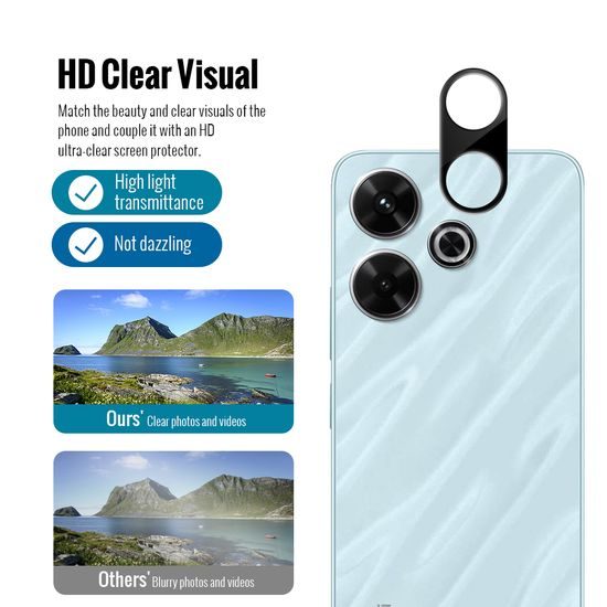 Πακέτο JP Combo, Σετ 2 προστατευτικών γυαλιών και 2 καλυμμάτων φακού, Xiaomi Redmi 13