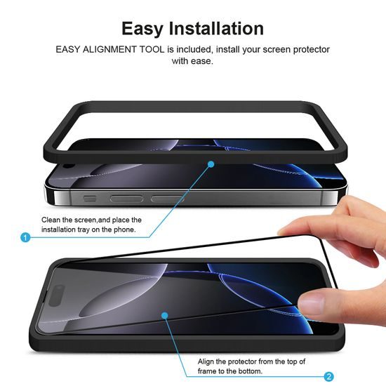 JP Full Pack Szkła Hartowane, 2x 3D szkło z aplikatorem + 2x szkło na obiektyw, iPhone 16 Pro Max