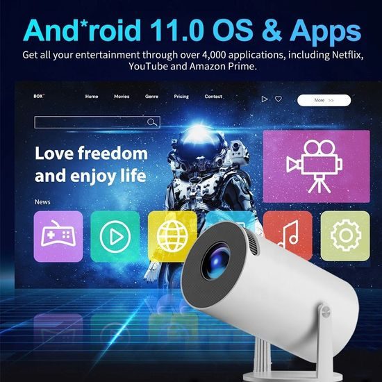 HY300 Max геймърски проектор с 4K изход, Android 11, два безжични контролера и десетки хиляди игри