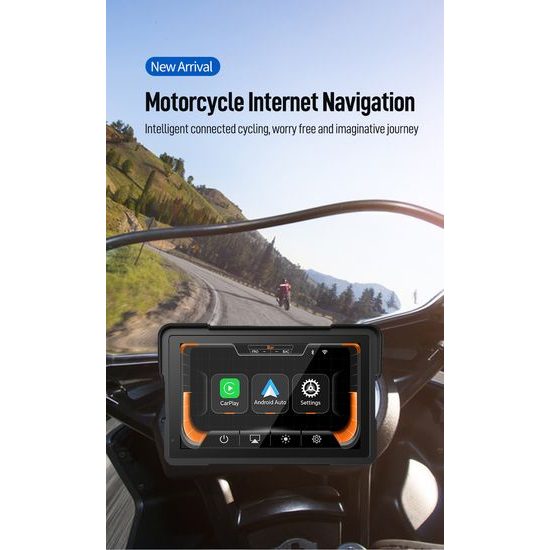 Motociklistički 7" CarPlay zaslon s bežičnim Apple CarPlay i Android Auto