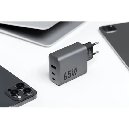 Forcell F-Energy adapter VT-42B 65W GaN 2x USB-C és USB A, szürke