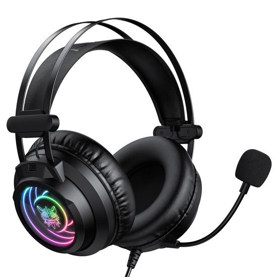 Onikuma X80 Gaming Headset mit Mikrofon - 7.1 Surround Sound - ANC - RGB Beleuchtung - Kabelgebunden - Schwarz