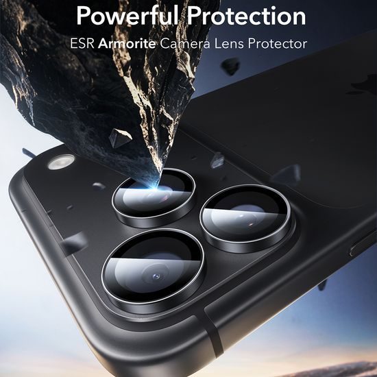 iPhone 18 Pro / 18 Pro Max kameras aizsargstikls – ESR Armorite komplekts 2 gab. – melns