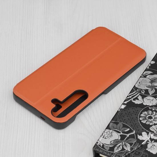 Eco Leather View Case, Samsung Galaxy S25 Plus, oranžové