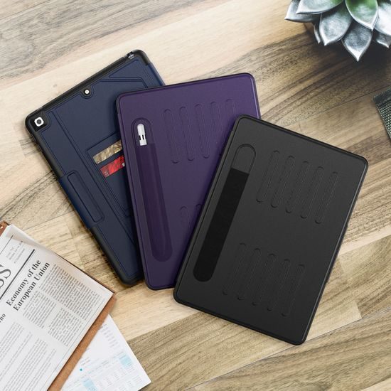JP mágneses bőr táblagép tok, iPad 10.2 2019 / 2020 / 2021 (iPad 7 / 8 / 9), iPad 10.5 (2018), iPad Air 3 10.5 (2019), fekete színű.