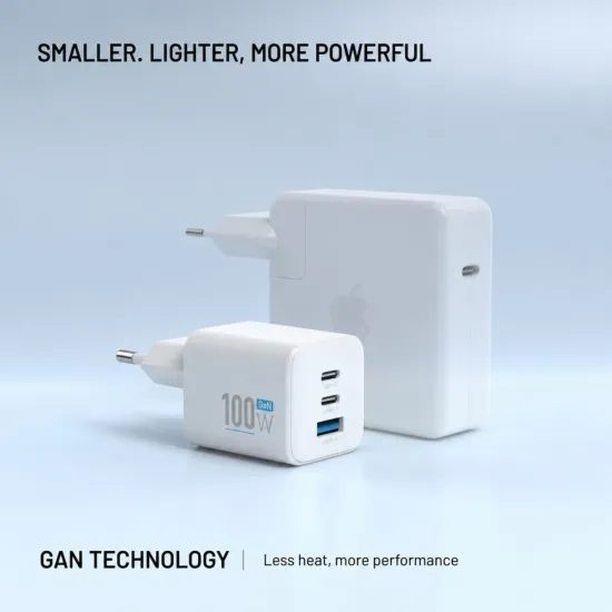 FIXED Mini GaN hálózati töltő, 2x USB-C + USB, PD 100W, fehér